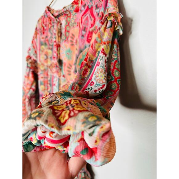 MISA Los Angeles Multicolored Metallic Split Neck Long Sleeve Elena Dress Size S - Picture 7 of 13